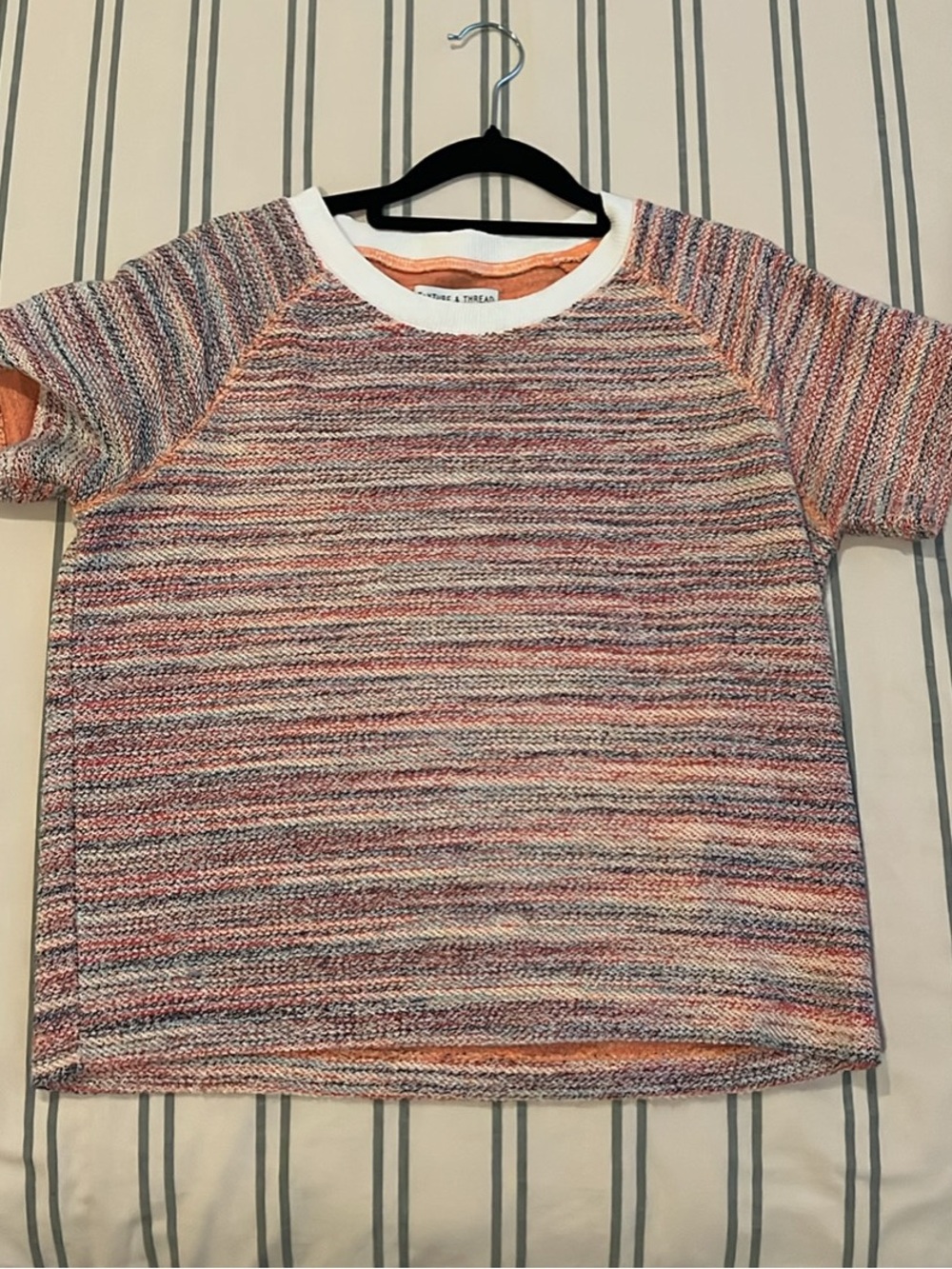 MADEWELL Short-Sleeve Multicolor Knit Top - White Trim